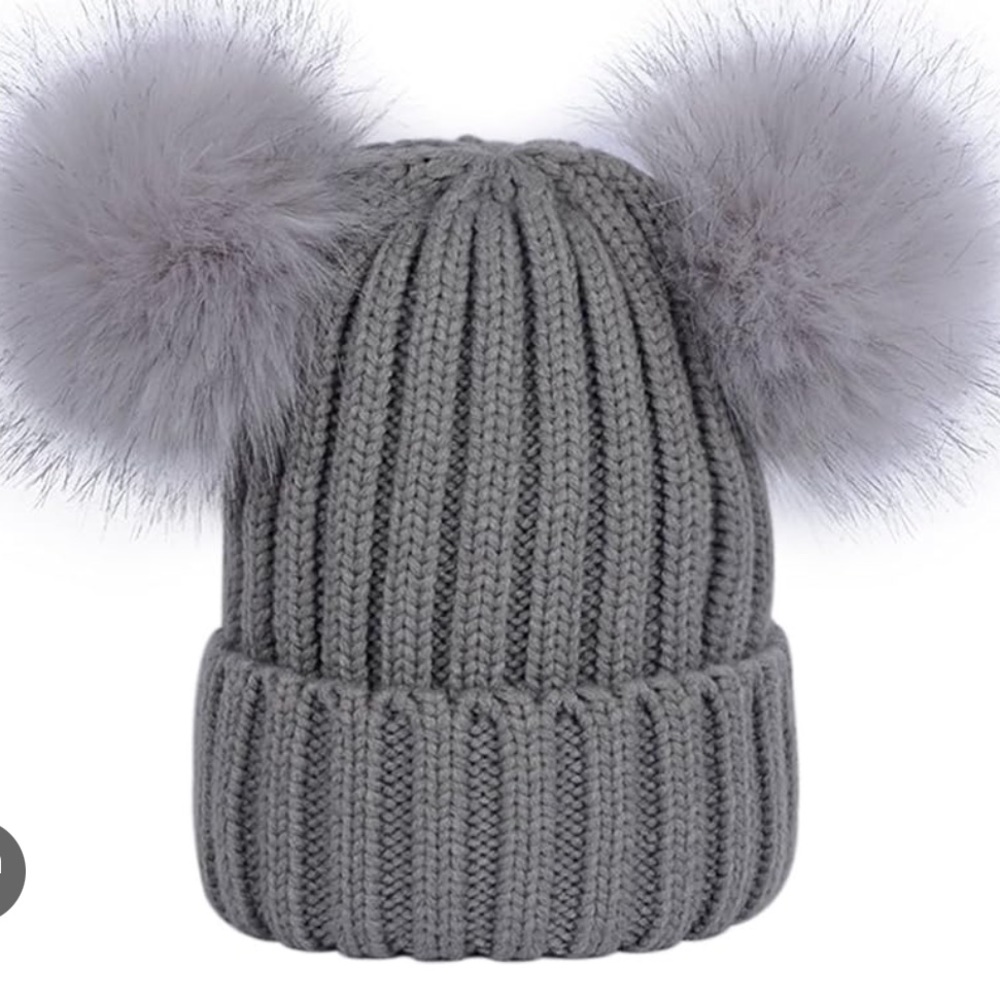 Double faux fur Pom Pom toques